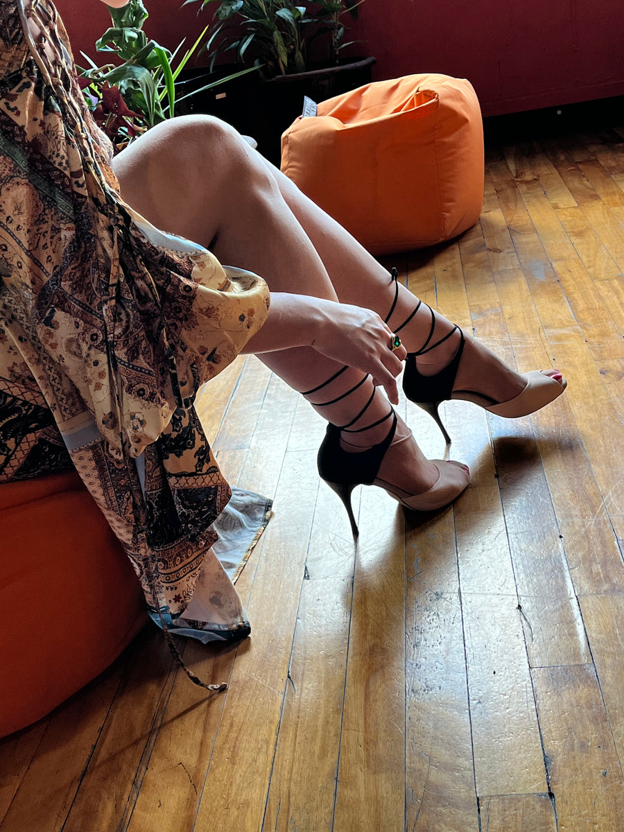 Chaussures De Danse Latine Femme - Bout Ouvert, Talon, Semelle En Daim Pour Salon De Danse