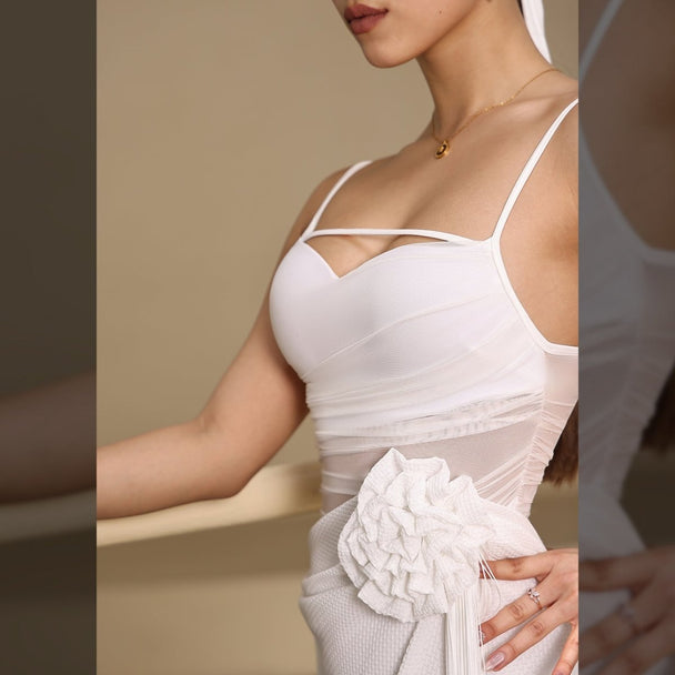 Aurelia – White Asymmetrical Latin Dance Dress - iLoveDanceShoes