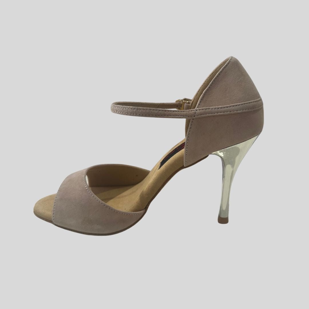 Blossom Women's Latin Dance Shoes in Nude, T-Strap, Patent Leather, Ideal for Salsa, Bachata and Tango