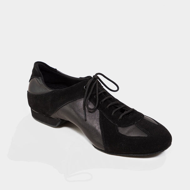 Brandon Women's Practice Dance Shoes in Black Leather with Cushioned Sole, Heel Support and Flexibility for All Dance Styles