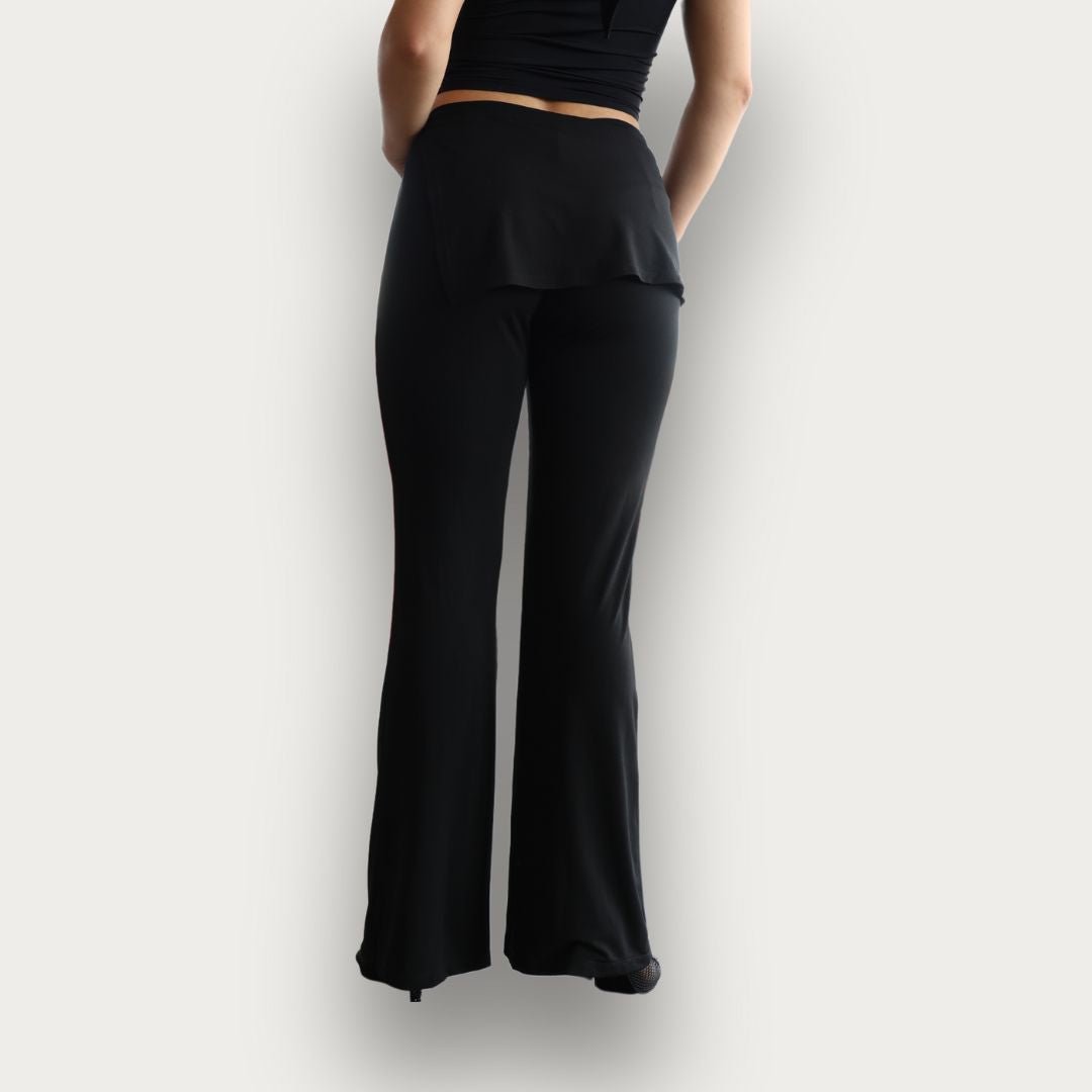 Flared Dance Pants with Back Flap, Stretchy Lightweight Fabric, High-Waisted Design and Easy Hemming for Perfect Fit
