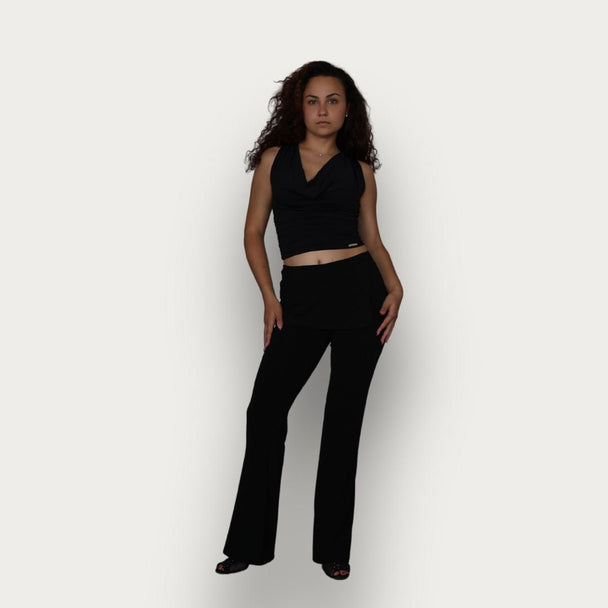 Flared Dance Pants with Back Flap, Stretchy Lightweight Fabric, High-Waisted Design and Easy Hemming for Perfect Fit
