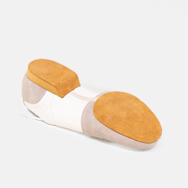 Glider Women's Practice Dance Shoes in White and Gray Leather with Cushioned Sole, Breathable Design and Support for All Styles