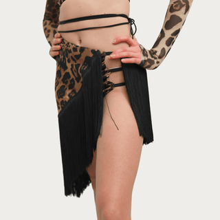 Isabella – Leopard Fringe Latin Skirt - iLoveDanceShoes