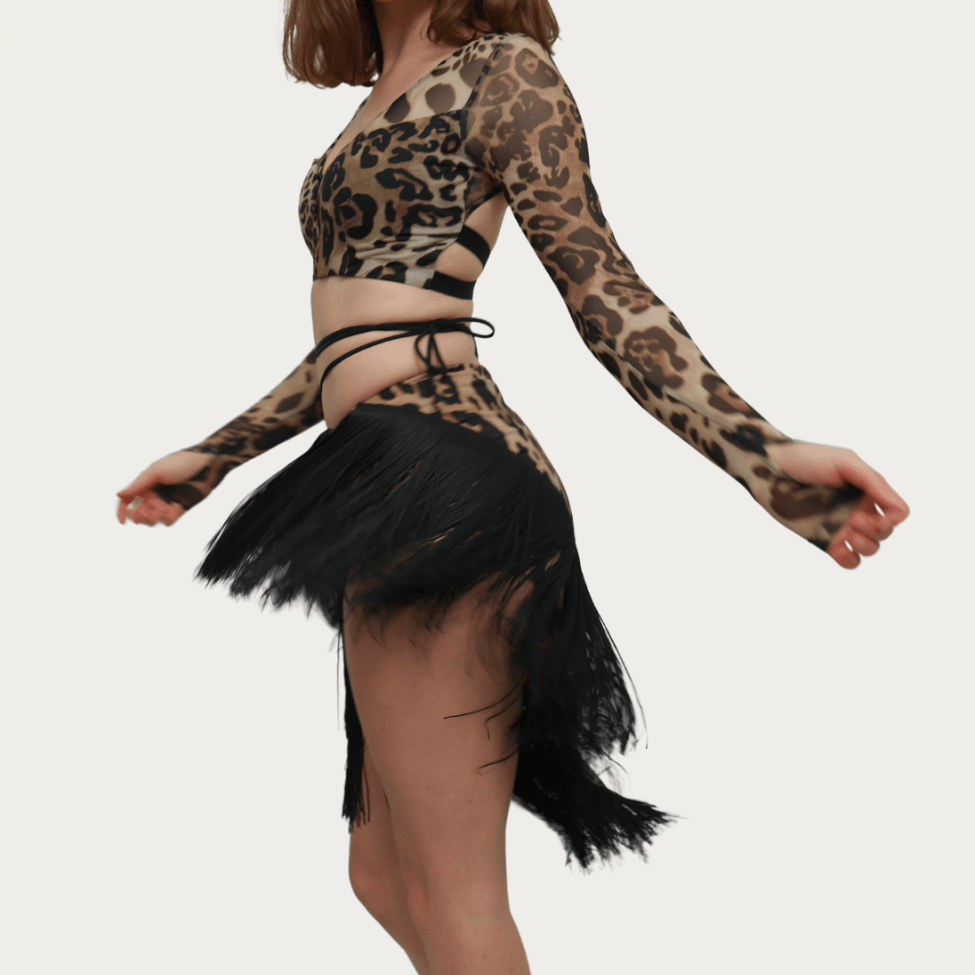 Isabella – Leopard Fringe Latin Skirt - iLoveDanceShoes