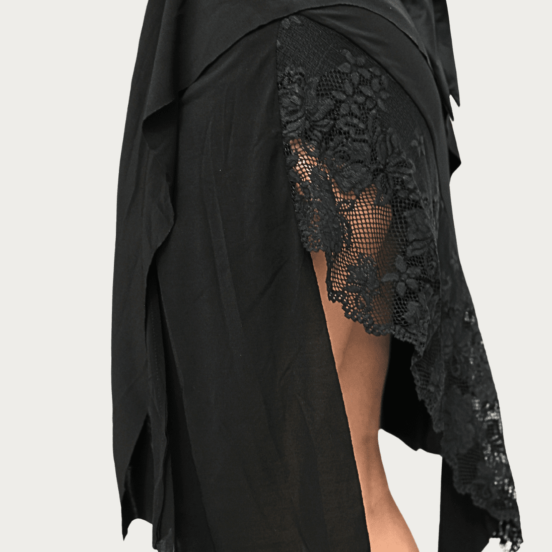 Nyx – Black Asymmetrical Lace Latin Skirt - iLoveDanceShoes