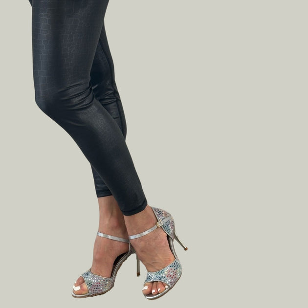 Solara Women's Latin Dance Shoes with Shimmer Finish, Ankle Strap and Stiletto Heel for Salsa, Tango, Bachata and Night Out