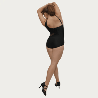 Tanya – Black Latin Asymmetrical Unitard - iLoveDanceShoes