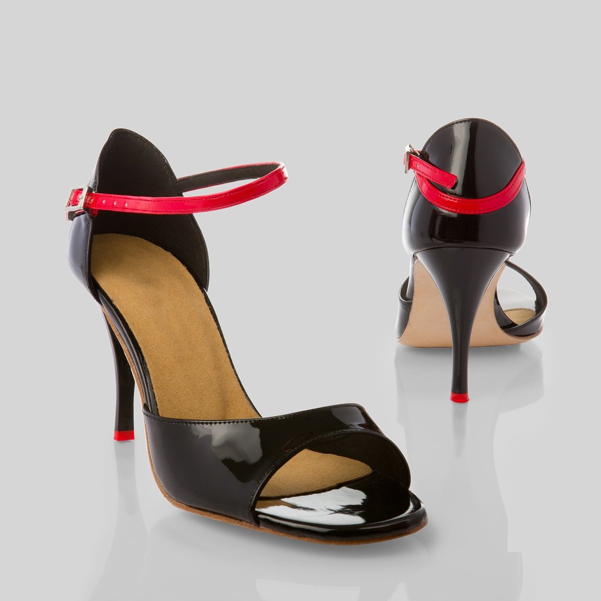 Blossom Women's Latin Dance Shoes in Black or Red, T-Strap, Patent Leather, Ideal for Salsa, Bachata and Tango