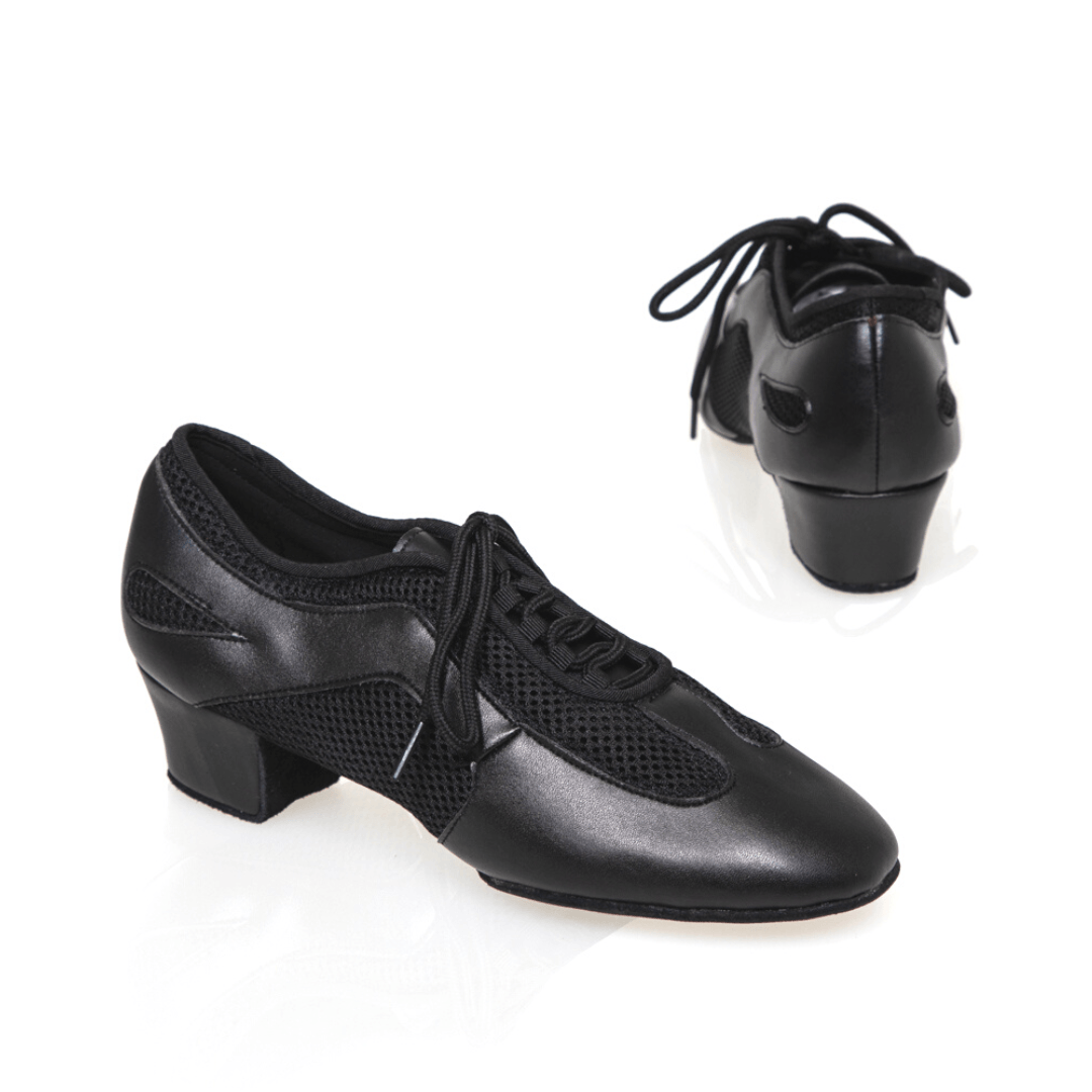 Champagne Women's Practice Dance Shoes-Soft Leather and Mesh, Cuban Heel, Breathable, Ideal for Salsa, Latin, and Ballroom