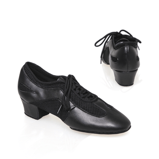 Champagne Women's Practice Dance Shoes-Soft Leather and Mesh, Cuban Heel, Breathable, Ideal for Salsa, Latin, and Ballroom