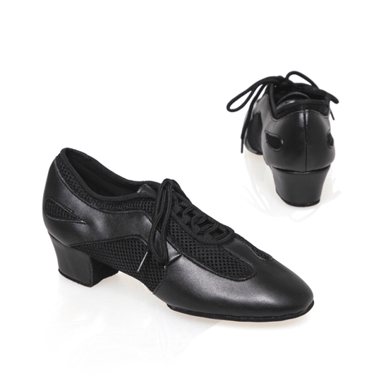 Champagne Women's Practice Dance Shoes-Soft Leather and Mesh, Cuban Heel, Breathable, Ideal for Salsa, Latin, and Ballroom