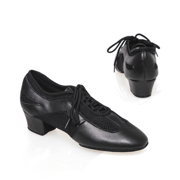 Champagne Women's Practice Dance Shoes-Soft Leather and Mesh, Cuban Heel, Breathable, Ideal for Salsa, Latin, and Ballroom