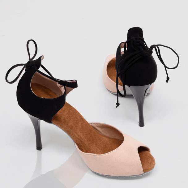 Diva Women's Latin Dance Shoes with Lace-Up Detail, Microfiber Suede, and Triple Cushioning for Salsa, Bachata and Tango