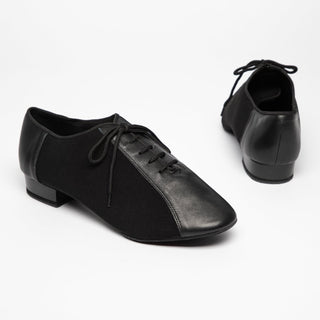 Duello Men's Dance Shoes in Canvas and Leather with Split Sole, Lace-Up Closure and Cushioning for Ballroom, Salsa and Tango