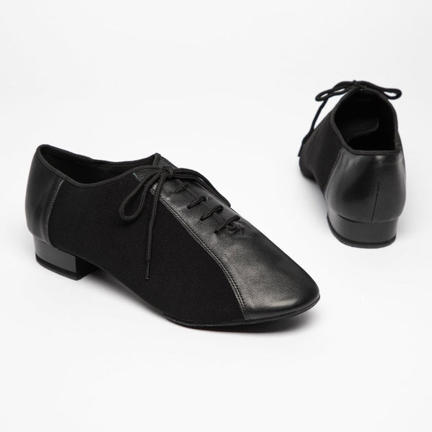 Duello Men's Dance Shoes in Canvas and Leather with Split Sole, Lace-Up Closure and Cushioning for Ballroom, Salsa and Tango