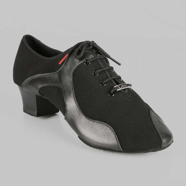 Duke Men's Latin Dance Shoes in Black Canvas with Leather Accents, Flexible and Comfortable for Practice, Tango, Latin Dance