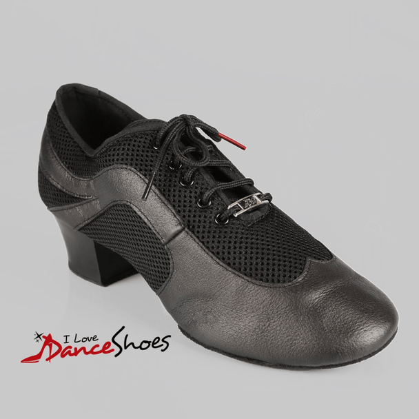 Hardy Men's Practice Latin Dance Shoes in Black Mesh and Leather for Tango, Salsa and All Levels of Latin Dance