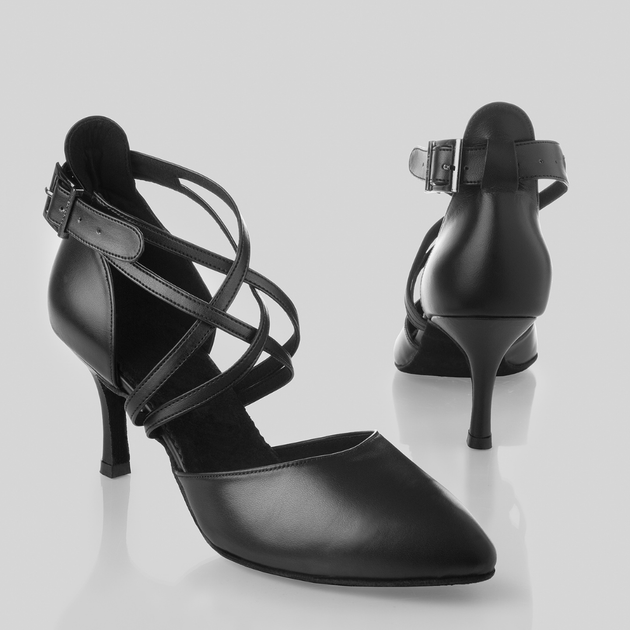 Iris Women's Dance Shoes with Closed Toe and Cross Straps in Leather or Satin for Ballroom, Tango and All  Latin Dances