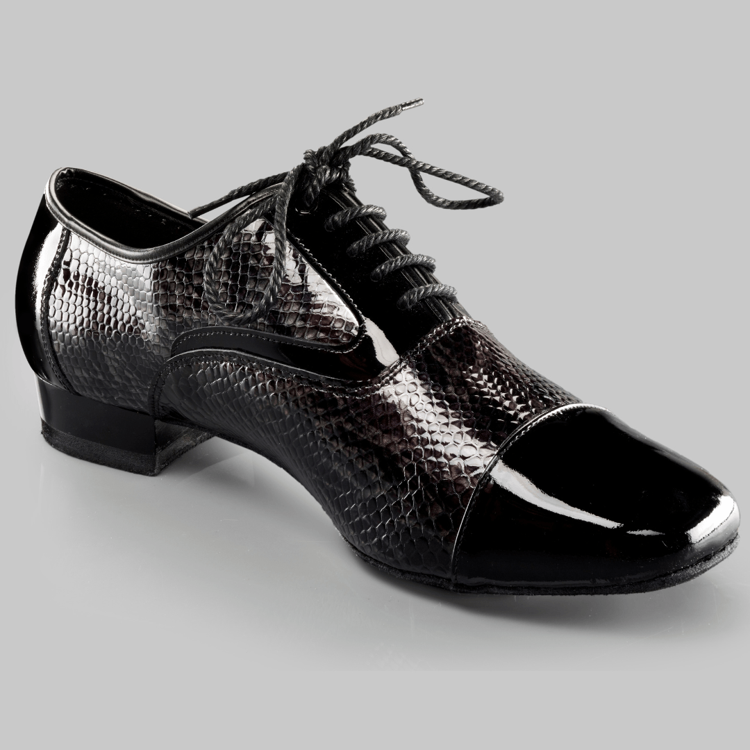 Lapiz Men's Dance Shoes in Snake Pattern Patent Leather with Cushioning for Comfort and Style in All Dance Styles