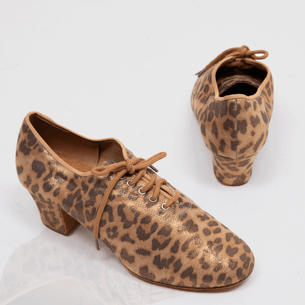 Leopard Fantisia Women's Practice Dance Shoes. Canvas with Cuban Heel, Full Shank, Cushioning for Comfort in All Dance Styles