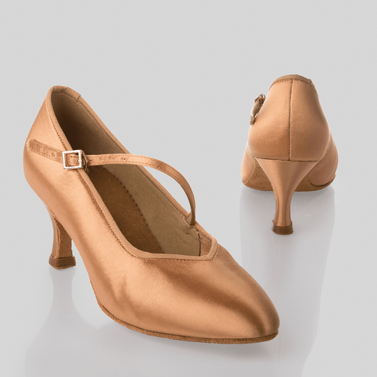 Lily Women's Ballroom Dance Shoes with Cross Strap in Satin or Leather, and Cushioning for Comfort and Performance