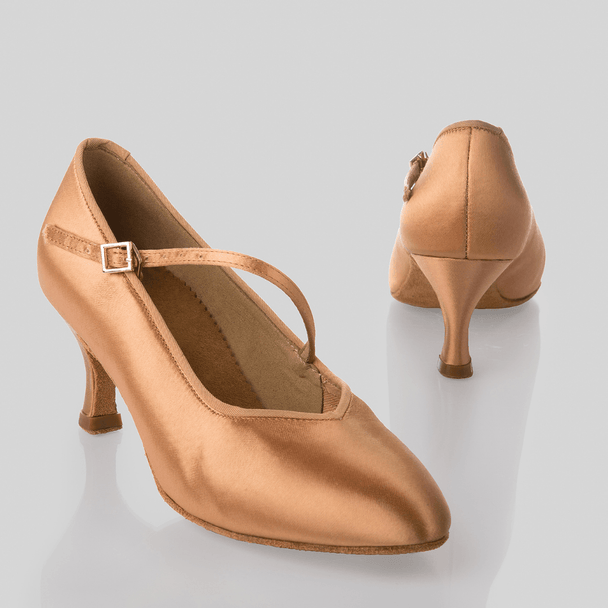 Lily Women's Ballroom Dance Shoes with Cross Strap in Satin or Leather, and Cushioning for Comfort and Performance