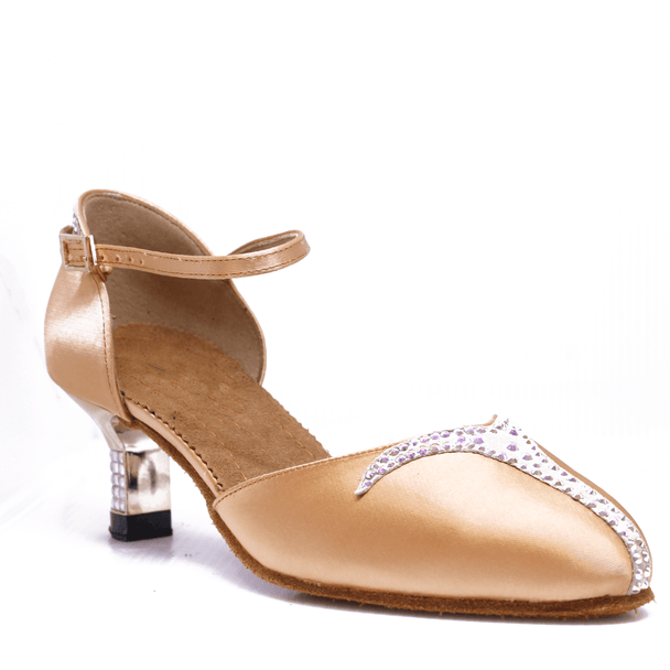 Mirada Women's Dance Shoes in Satin with Crystal Accents, Pointed Toe and Strap Closure for Tango, Ballroom and Latin Dance