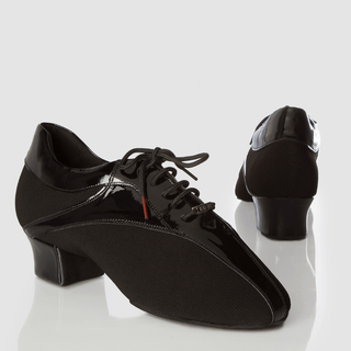 Pallene Men's Latin Dance Shoes in Black Canvas and Leather with 2 Inch Heels for Comfort, Flexibility and Performance Style