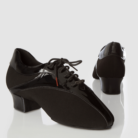 Pallene Men's Latin Dance Shoes in Black Canvas and Leather with 2 Inch Heels for Comfort, Flexibility and Performance Style