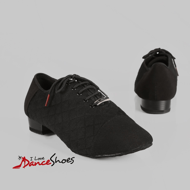 Rhett Men's Ballroom Dance Shoes in Black Canvas with Split Sole and Flexible Design for Salsa, Performance and Latin Dance