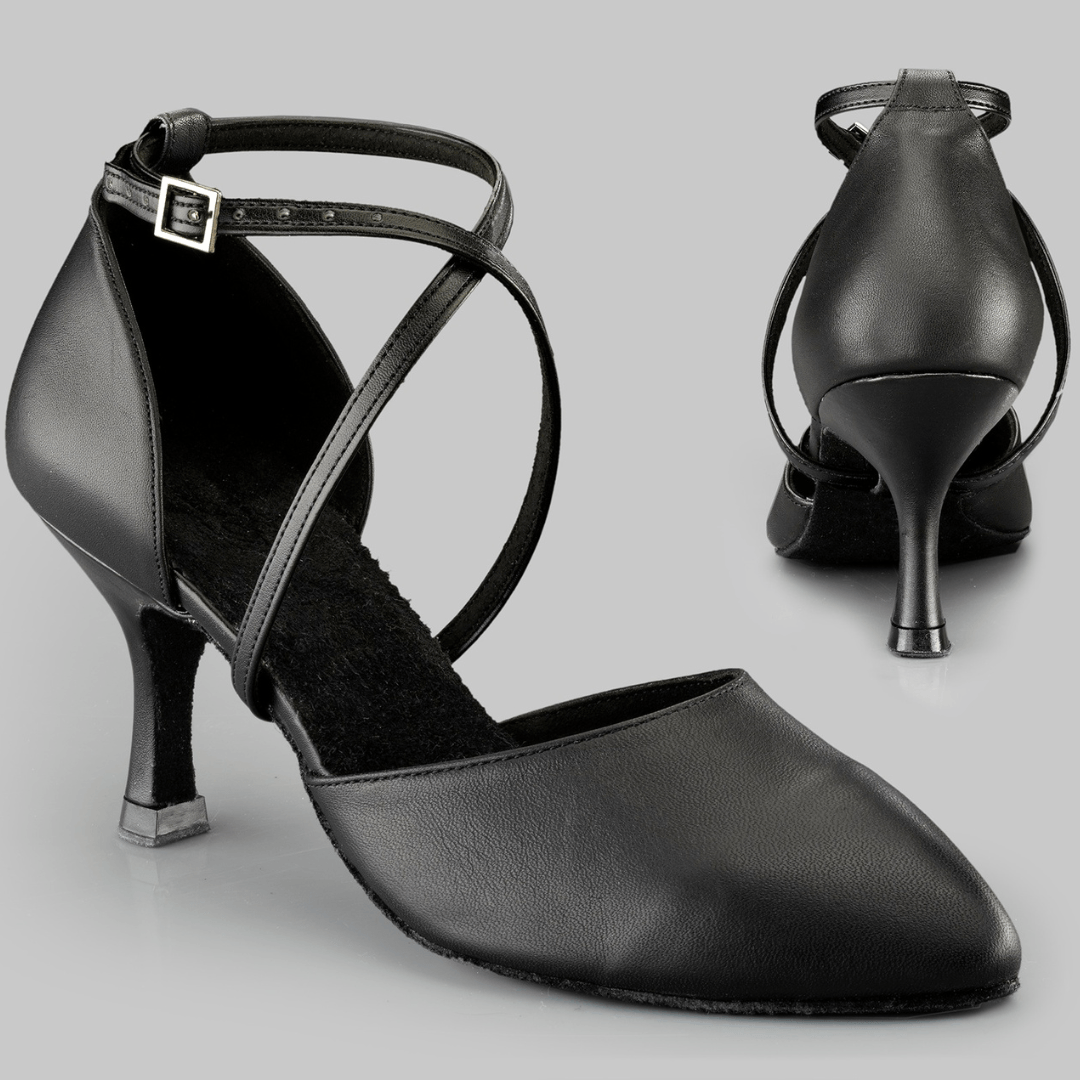 Sentada Women's Dance Shoes with Closed Toe and Ankle Straps in Leather for Balance, Comfort and Stability in Ballroom, Latin
