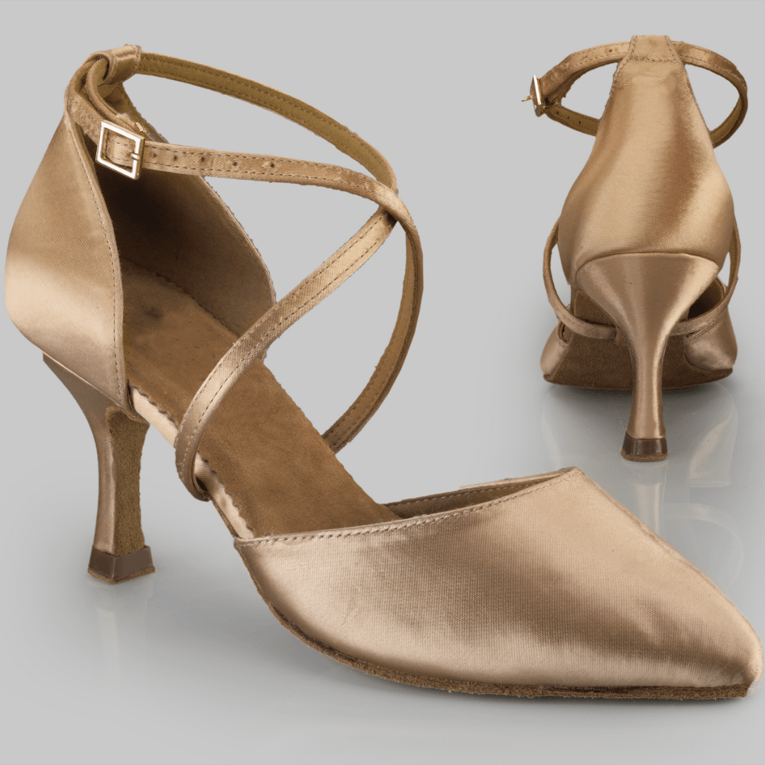 Sentada Women's Dance Shoes with Closed Toe and Ankle Straps in Leather for Balance, Comfort and Stability in Ballroom, Latin